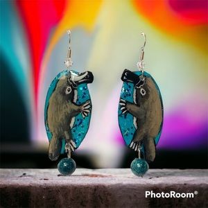 COPY - Handpainted, platypus, earrings one-of-a-kind Australia animals wildlife…